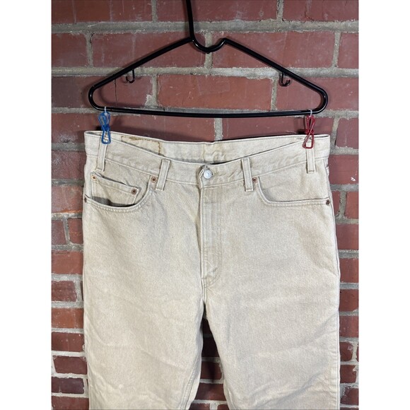 Vintage 90s Levis 550 Red Tab Tan Jeans Relaxed Fit USA Made 36W 32L, Real 36x32 - Picture 4 of 9